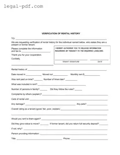 Blank Verification Rental Form