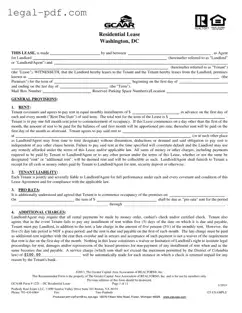 Blank Washington Dc Residential Lease Agreement Form