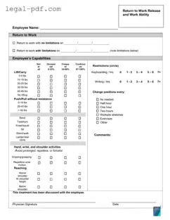 Blank Work Release Form