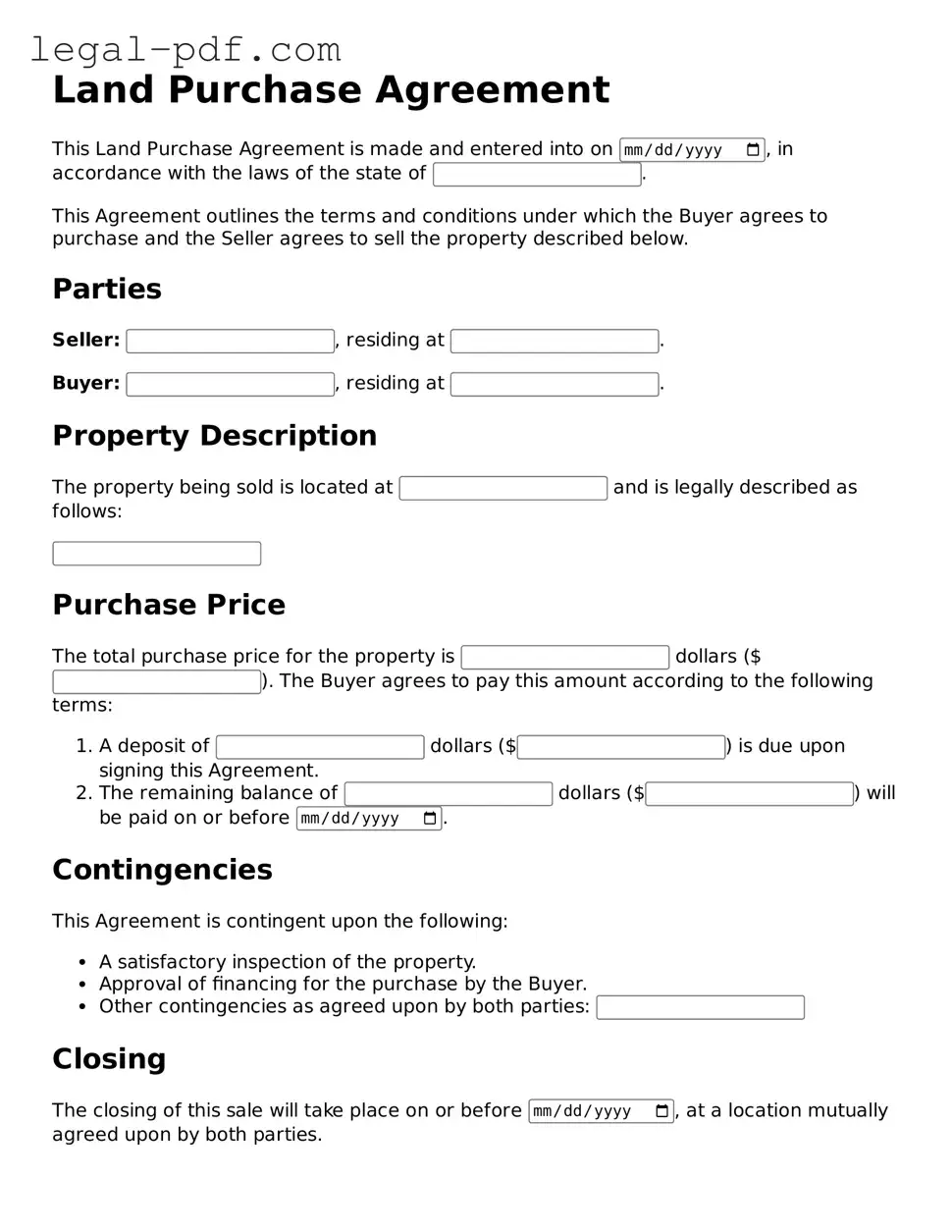 Valid Land Purchase Agreement Template