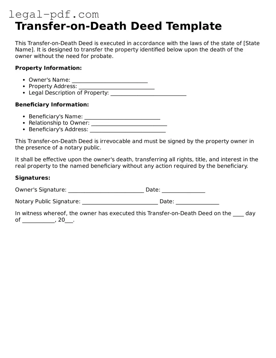 Valid Transfer-on-Death Deed Template