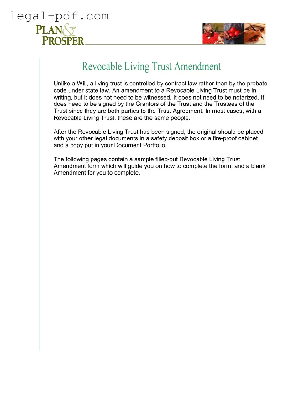 Blank Trust Amendment Form