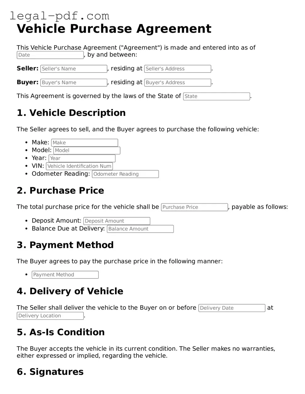 Valid Vehicle Purchase Agreement Template