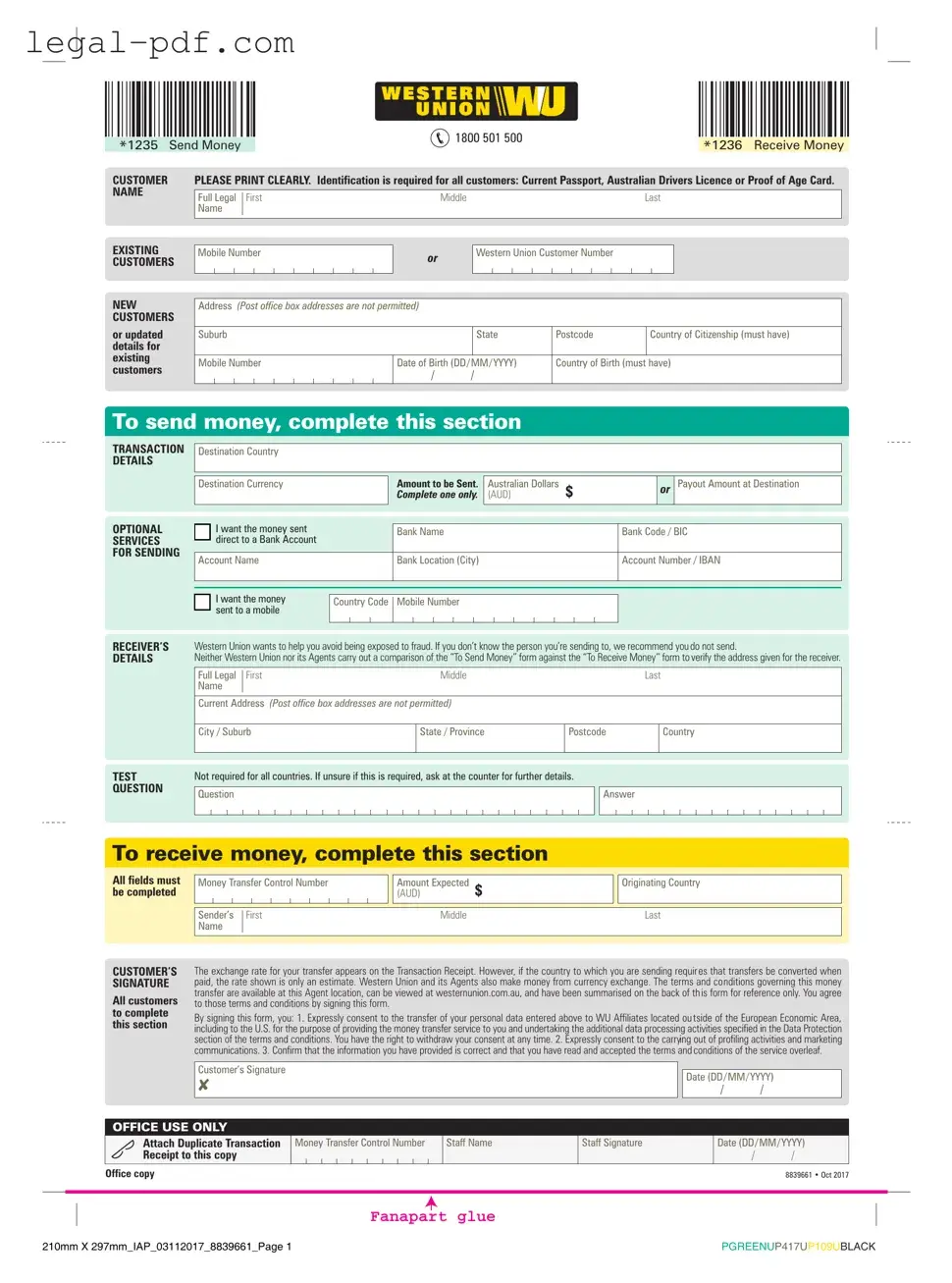Blank Western Union Form